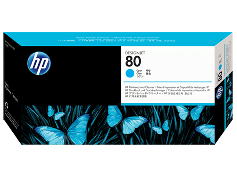 HP C4821A No.80 Cyan Printhead and Cleaner