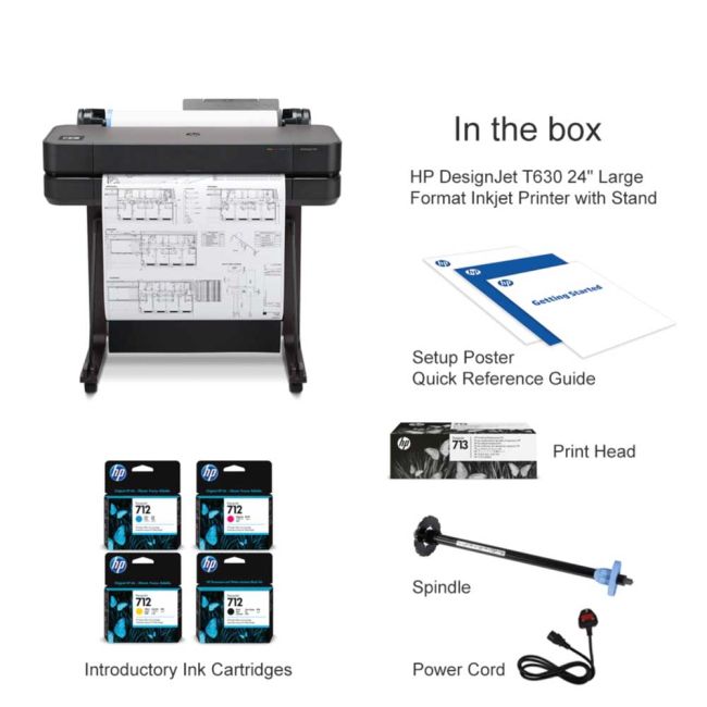 HP DesignJet T630 (2025 Version) A1 / 24" Colour Large Format Inkjet Printer