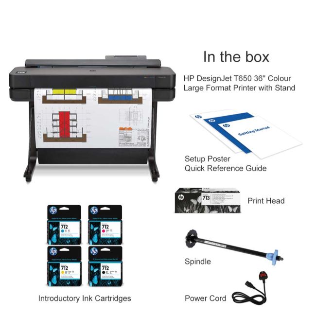 HP DesignJet T650 (2025 Version) A0 / 36" Colour Large Format Inkjet Printer