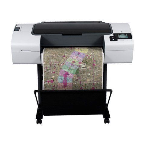 HP DesignJet T790 24-in Colour Inkjet ePrinter front view with stand