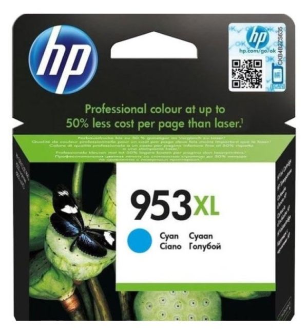 HP F6U16AE 953XL Cyan Ink Cartridge (1,450 Pages)