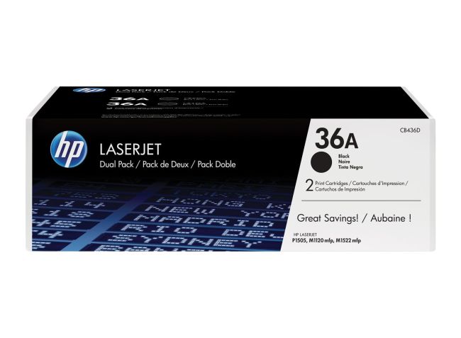 HP CB436AD No.36A Black Toner Cartridge Twin Pack