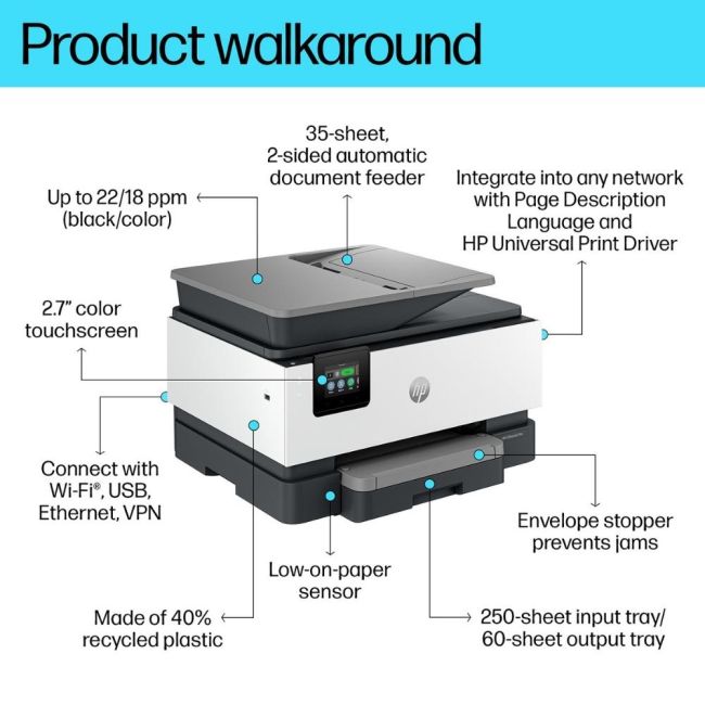 HP OfficeJet Pro 9120e A4 Colour Multifunction Inkjet Printer