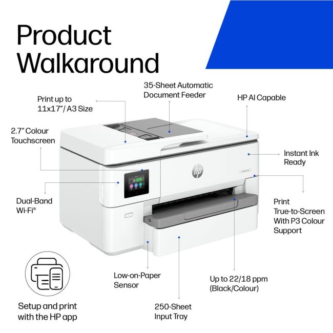 HP OfficeJet Pro 9724  A3 Colour Multifunction Inkjet Printer
