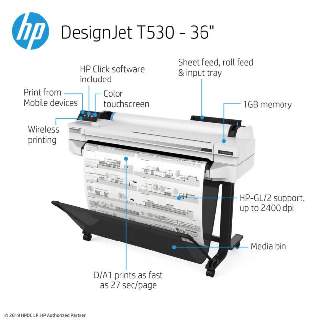 HP Designjet T530 36" Large Format Printer 