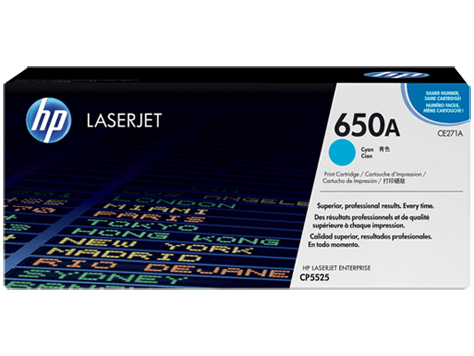 HP CE271A No.650A Cyan Toner Cartridge (15,000 pages*)