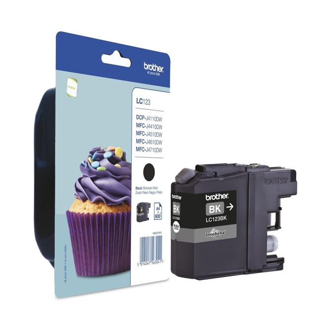 Brother LC-123BK Black Standard Yield Ink Cartridge (600 pages*)