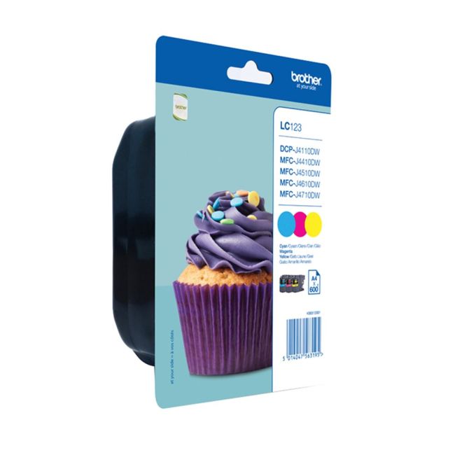 Brother LC123RBWBP CMY Rainbow Ink Cartridge Multipack (3x 600 pages*)