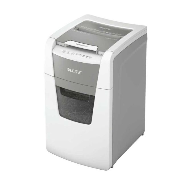 Leitz IQ Autofeed Small Office 100 Automatic Cross-Cut Paper Shredder P-4 White 80111000