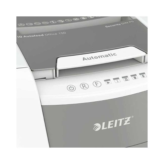 Leitz IQ Autofeed Small Office 100 Automatic Cross-Cut Paper Shredder P-4 White 80111000
