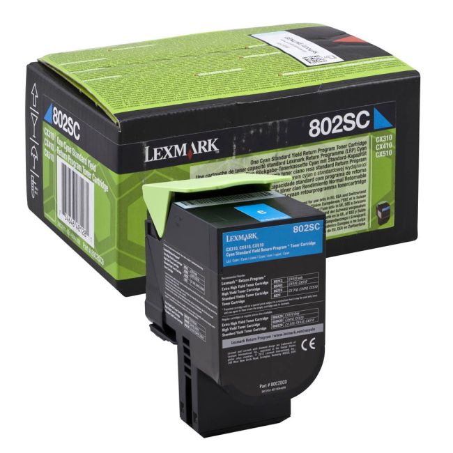 Lexmark 80C2SC0 Standard Yield Cyan Return Program Toner Cartridge (2,000 pages*)