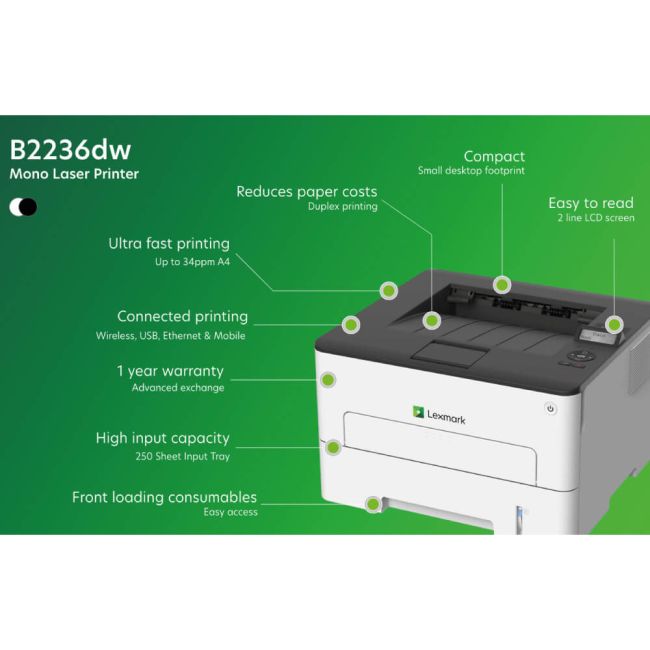 Lexmark B2236dw A4 Mono Laser Printer