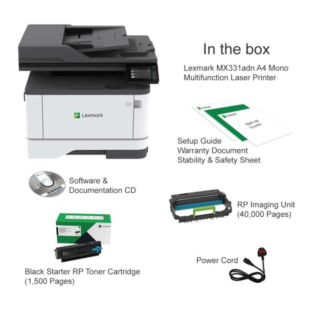 Lexmark MX331adn A4 Mono Laser Multifunction Printer
