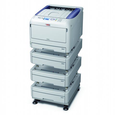 Oki C822n A3 Colour LED Printer left side with tray