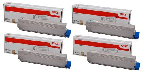 Oki C833 C843 CMYK High Yield Toner Cartridge Multipack