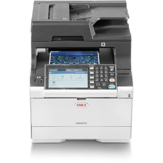 OKI MC573dn A4 Colour LED Multifunction Printer left view