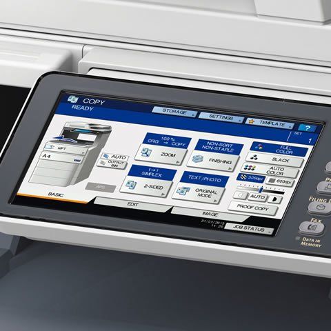 Oki MC760dnfax A4 Colour LED MFP with Fax screen close up