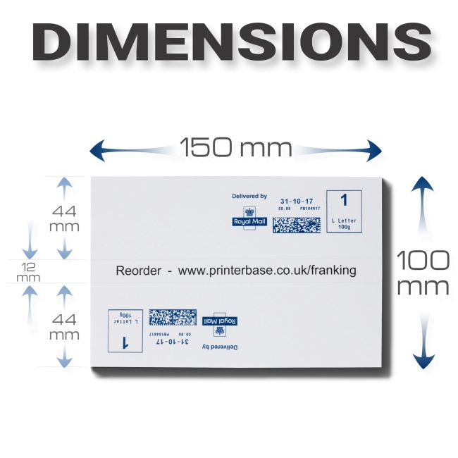 2,500 Franking Double Labels - 149mmx45mm (2 Labels Per Sheet, 1,250 Sheets)