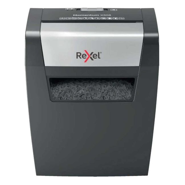 Rexel Momentum X308 Cross-Cut P-3 Shredder Black 2104570