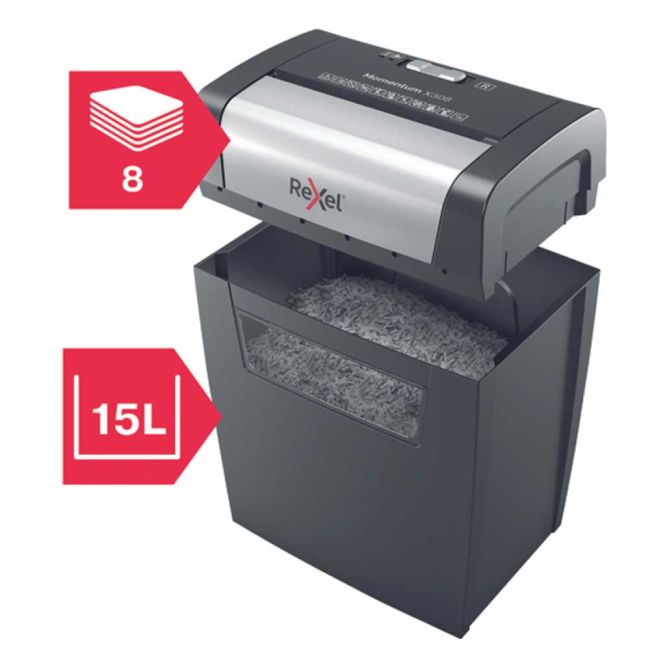 Rexel Momentum X308 Cross-Cut P-3 Shredder Black 2104570