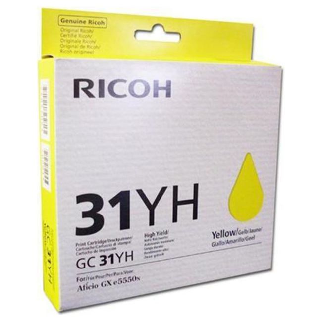Ricoh 405704 Yellow Gel - High Yield GC 31YH (4,000 prints*)