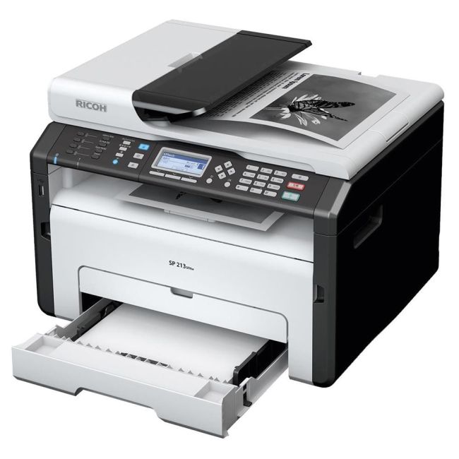 Ricoh SP 213SFNW A4 Mono Laser Multifunction Printer open tray