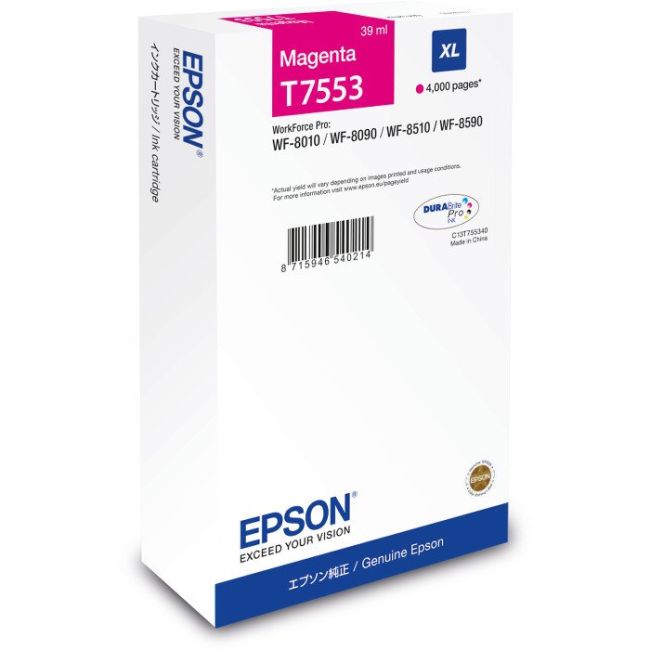 Epson C13T755340 XL Magenta Ink Cartridge (39ml / 4,000 pages*)