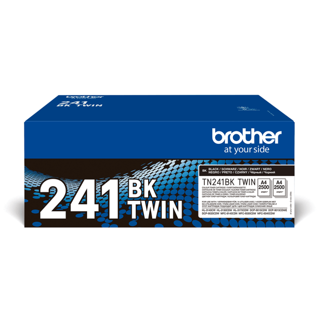 Brother TN241BK Standard Yield Black Toner Cartridge (2 x 2,500 pages*) Twin Pack