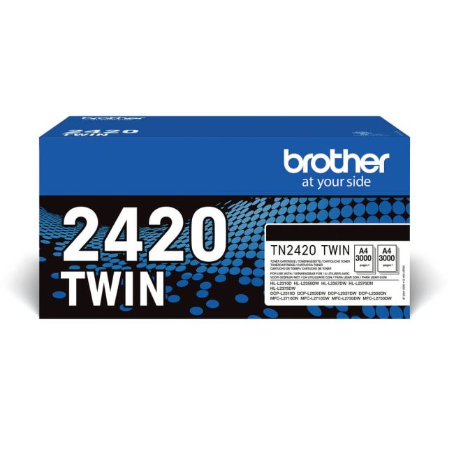 Brother TN2420 High Capacity Black Toner Cartridge (2 x 3,000 Pages*) Twin Pack - TN2420TWIN