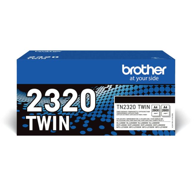 Brother TN2320 Black Toner Cartridge (2 x 2,600 Pages*) Twin Pack TN2320TWIN