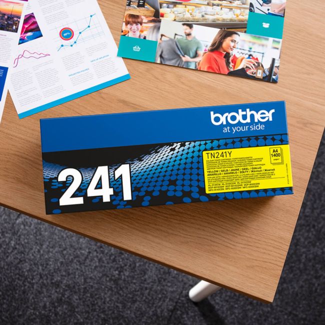 Brother TN-241Y Yellow Standard Yield Toner Cartridge (1,400 pages*)