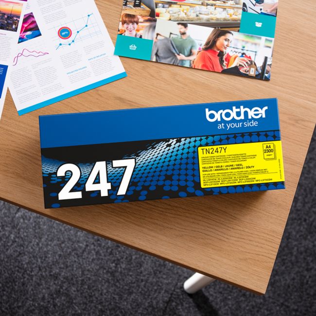 Brother TN247Y High Yield Yellow Toner Cartridge (2,300 Pages*)