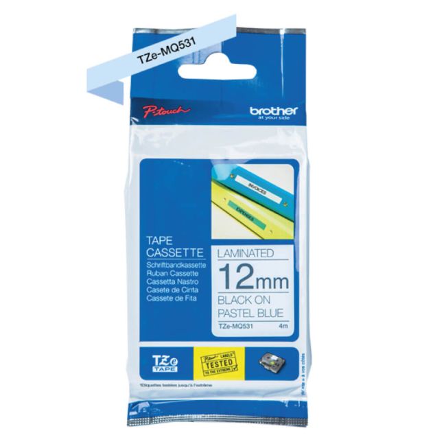 Brother 12mm TZe-MQ531 Black on Blue (4 Meter) TZEMQ531
