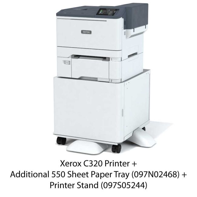 Xerox C320 A4 Colour Laser Printer + Original Xerox CMYK Toner Bundle
