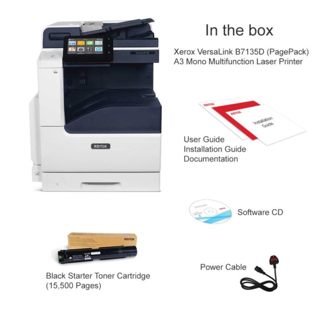 Xerox VersaLink B7135D (PagePack) A3 Mono Multifunction Laser Printer