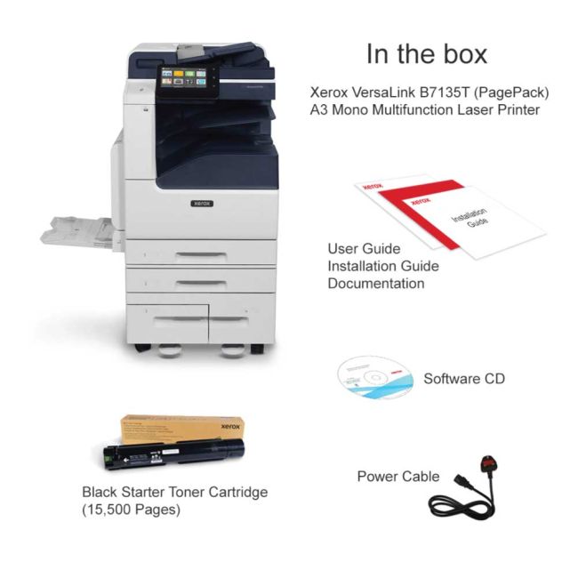 Xerox VersaLink B7135T (PagePack) A3 Mono Multifunction Laser Printer