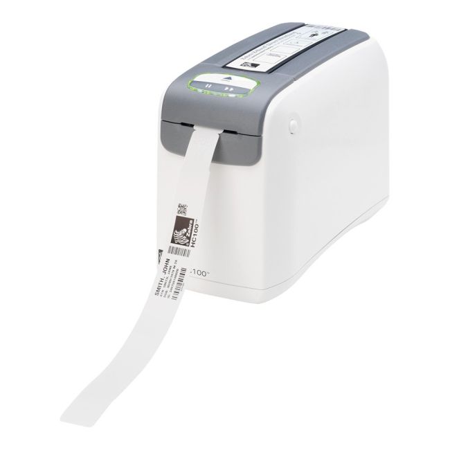 Zebra HC100 Thermal Wristband Printer printing