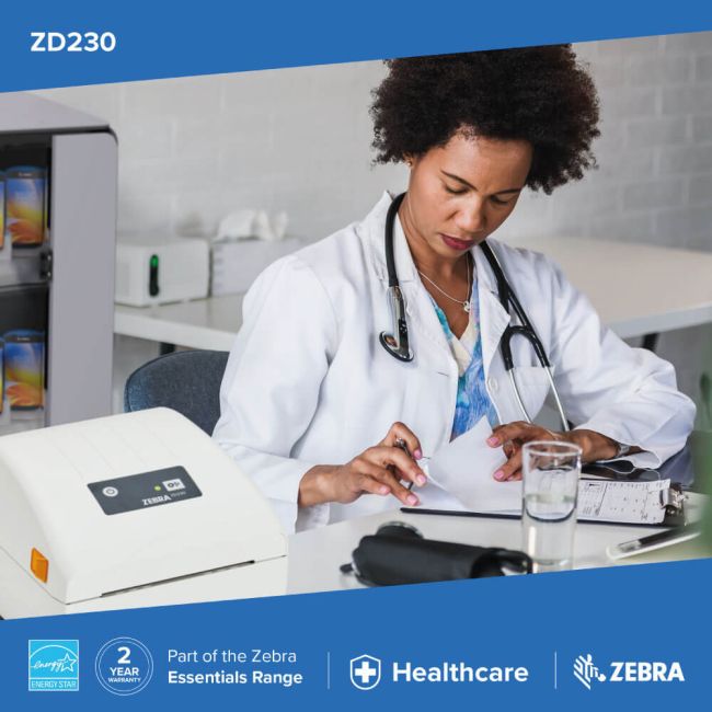 Zebra ZD230D Direct Thermal Label Printer (BT, USB & Wireless)