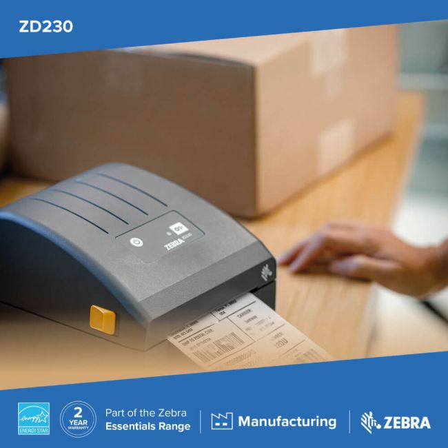 Zebra ZD230D Direct Thermal Label Printer (BT, USB & Wireless)