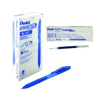 Pentel Energel X BL107 Retractable Rollerball Pen 0.7mm Blue Pack