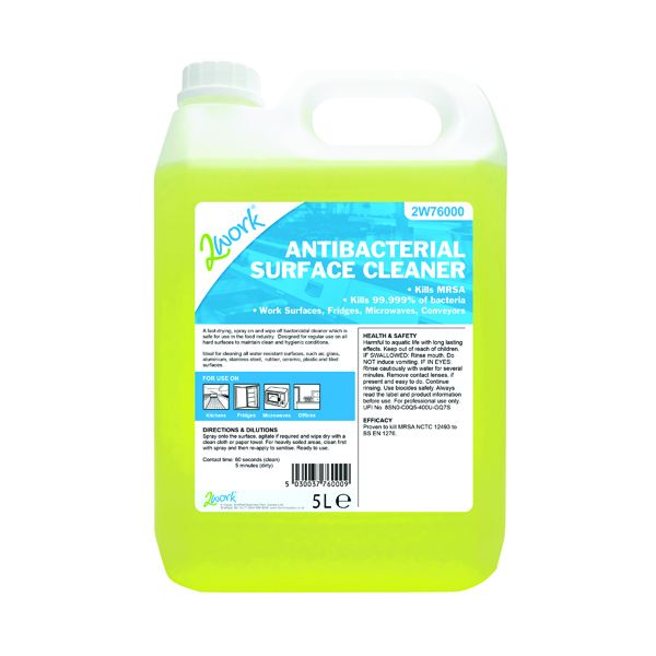 2Work Antibacterial Surface Cleaner 5 Litre 2W76000 | Printer Base