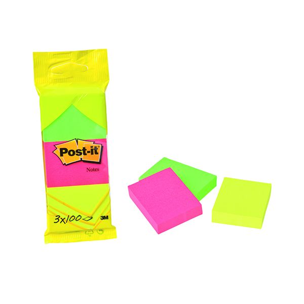 Neon Colour Notes Post-it Neon Colour Notes 38x51mm 100 Sheet Pads Assorted (36 Pack ...