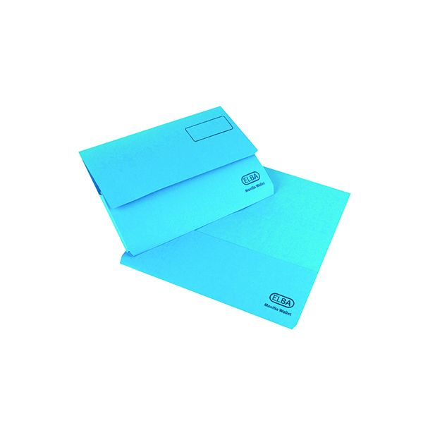 Elba Strongline Document Wallet Bright Manilla Foolscap Blue (25 Pack ...