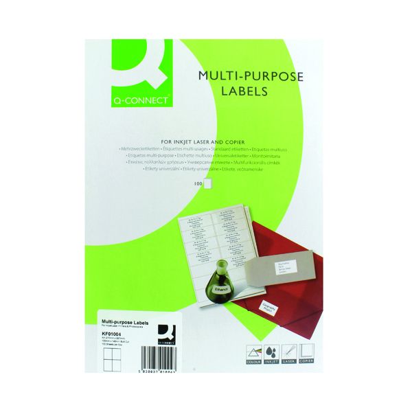 Q Point Label Q-Connect Multipurpose Copier Labels 105x148mm 4 Per Sheet White (400 ...