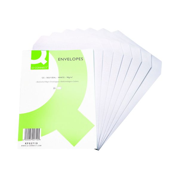 Q-Connect C5 Envelopes Pocket Self Seal 90gsm White (500 Pack) KF02719 ...