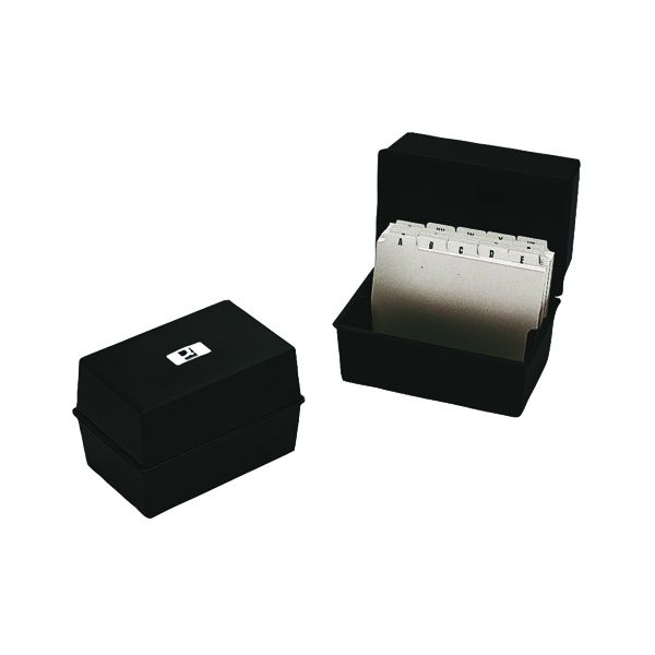 Q-Connect Card Index Box 127 x 76mm Black KF10001 | Printer Base