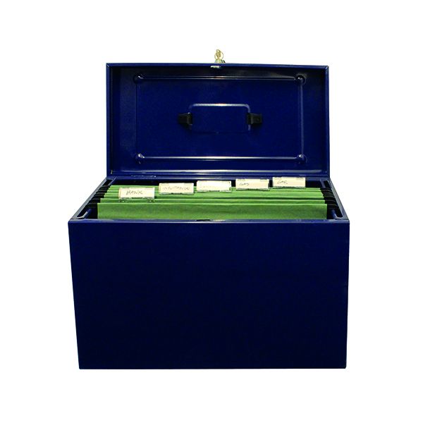 Mular File Box Cathedral Metal File Box Foolscap Home Office Blue HOBL | Printer Base