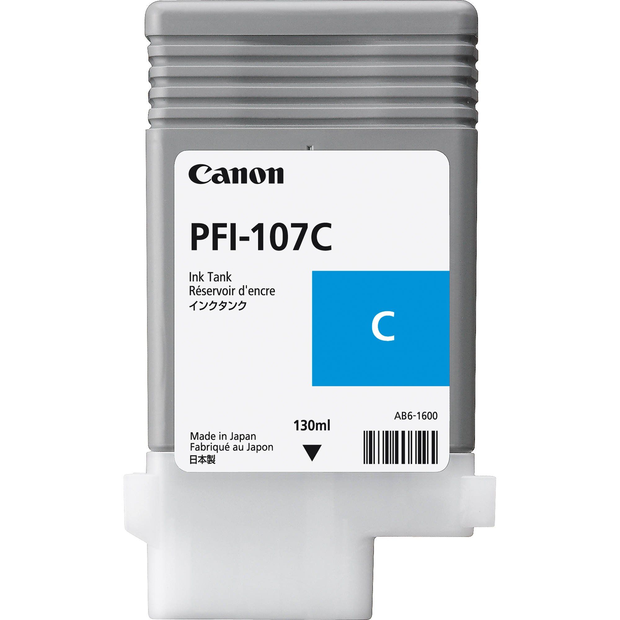Canon 6706B001AA PFI-107C Cyan Ink Tank | Printer Base