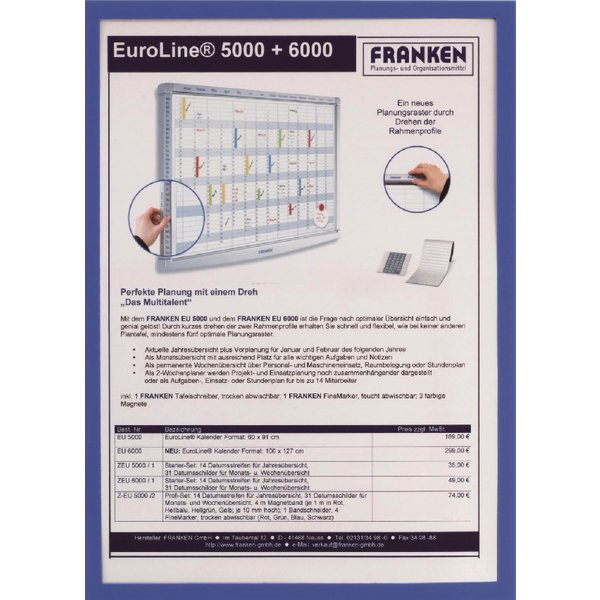 Franken Blue A4 Magnet Document Holder 5 Pack Itsa4m 5 03 A4 Literature Holders Office Environment Furniture Office Environment Stationery Printer Base