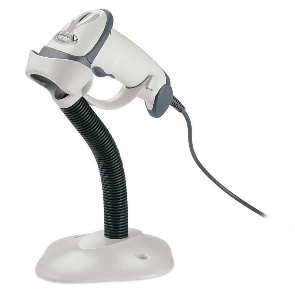 An image of Zebra LS2208 Handheld 1D Laser Barcode Scanner + Stand LS2208-1AZR0100ER